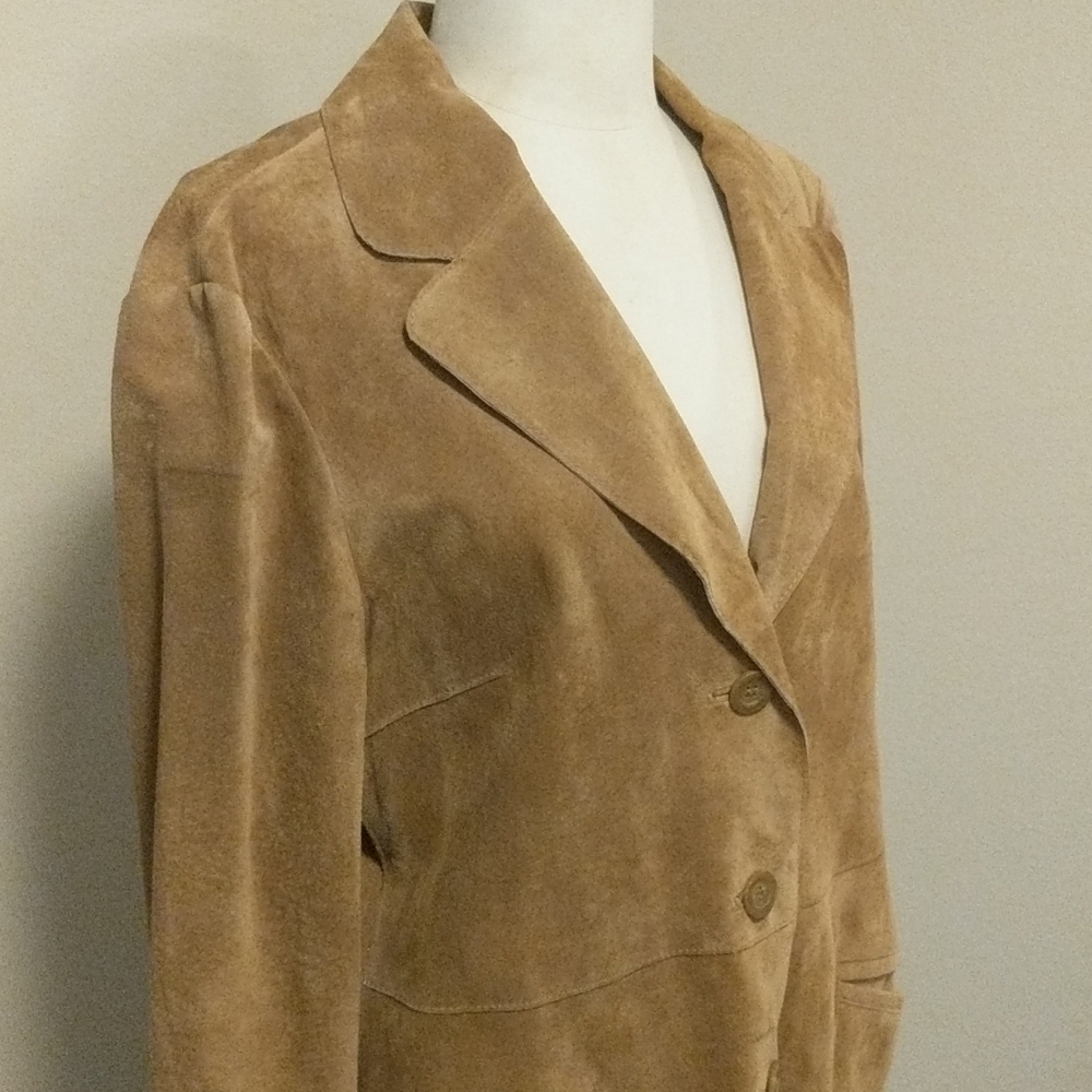 H & M 100 % suede coat in camel beige